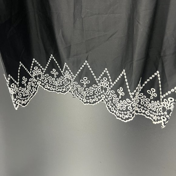 NWT! LOFT Black Tank Dress with White Embroidery - Picture 3 of 8